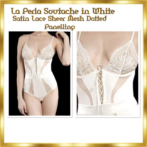 La Perla Soutache White Paneled Mesh Satin Lace Bodysuit.Vintage RARE Size 1 $ - Picture 3 of 4